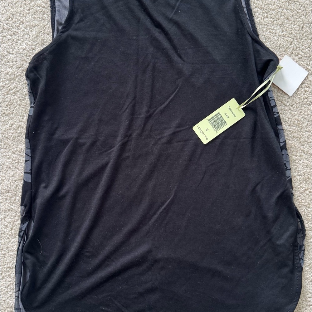 Tangerine Black Sleeveless Tunic with Patterned Side Panels